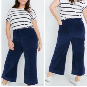 NWT Madewell Emmett Wide Leg Crop Velvet Pant | 33